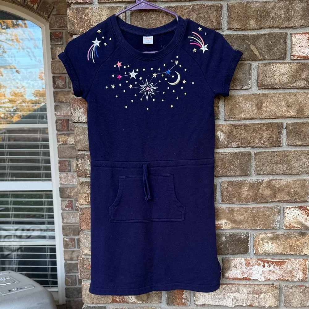 Gymboree Sweatshirt Blue Moon and Stars Knit Dress size 12